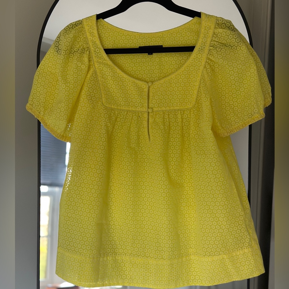 French Connection Yellow Eyelet Blouse